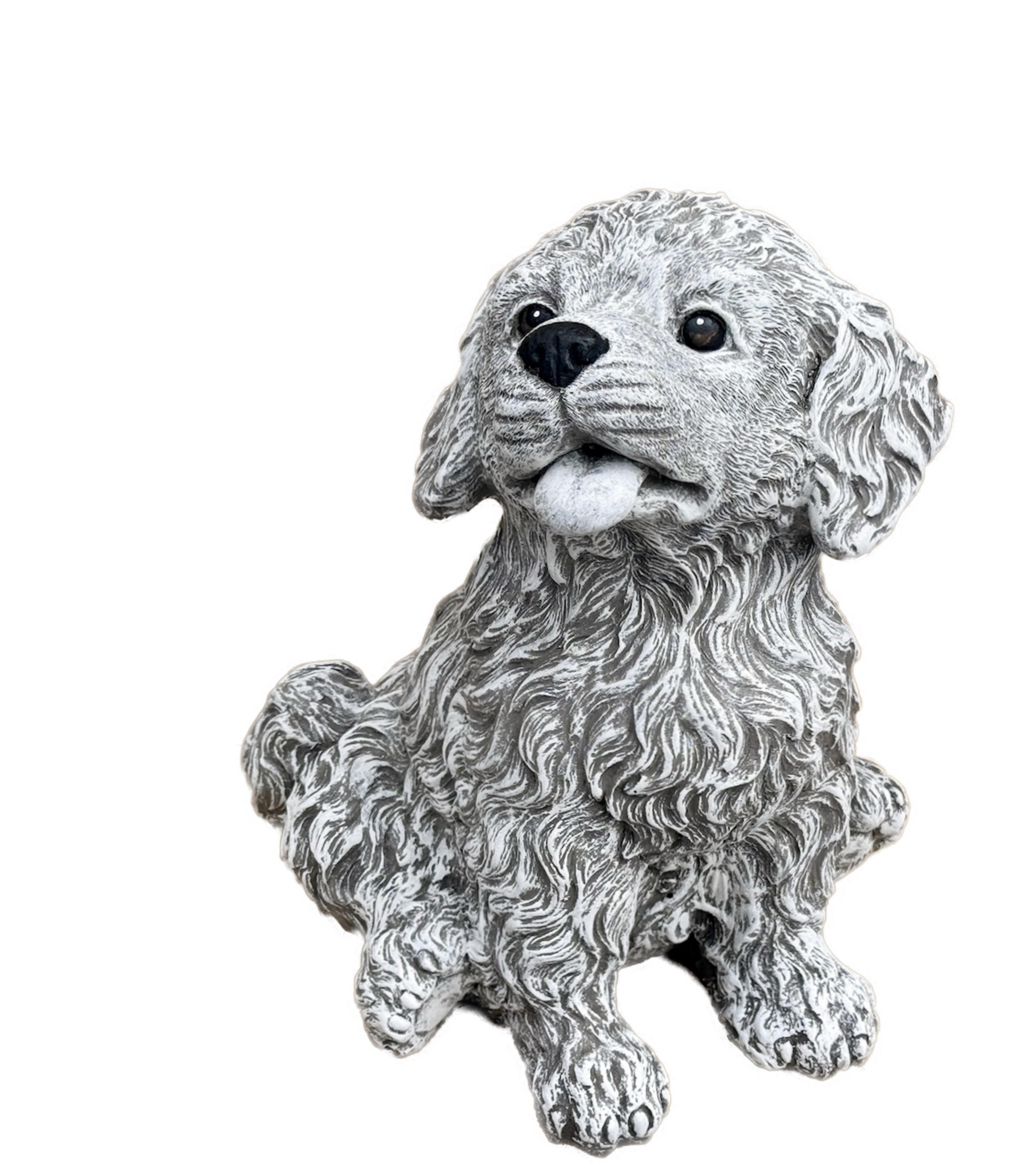 STEINFIGUR Labradoodle Charly groß frostfest – niedlicher Doodle-Welpe Gartendeko Steinguss - Grau, Stein (30/37/30cm) - stoneandstyle