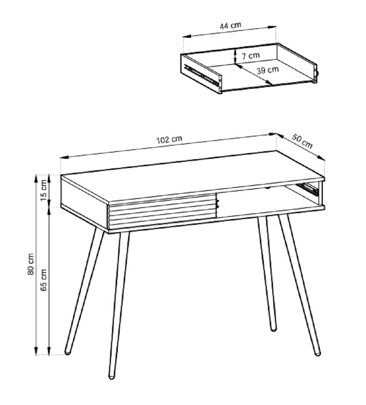 KONSOLENTISCH 100 cm Rodi mit Schublade, Weiß + Gold - Goldfarben/Weiß, Holz (102/80/50cm) - Emporius