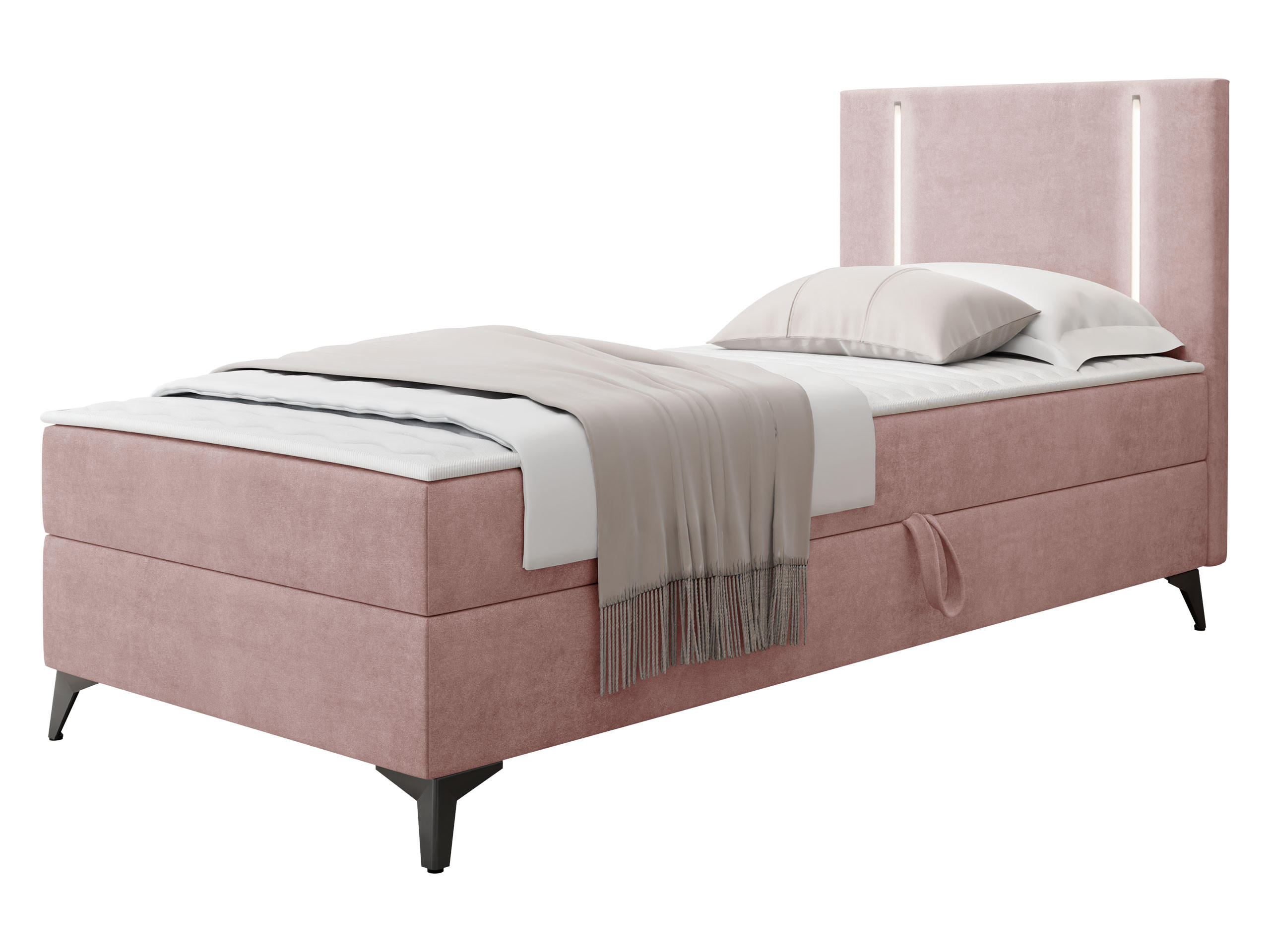 BOXBETT Ono 1, Setite: Rechts - Schwarz/Rosa, Holz/Textil (90/200cm) - MIRJAN24