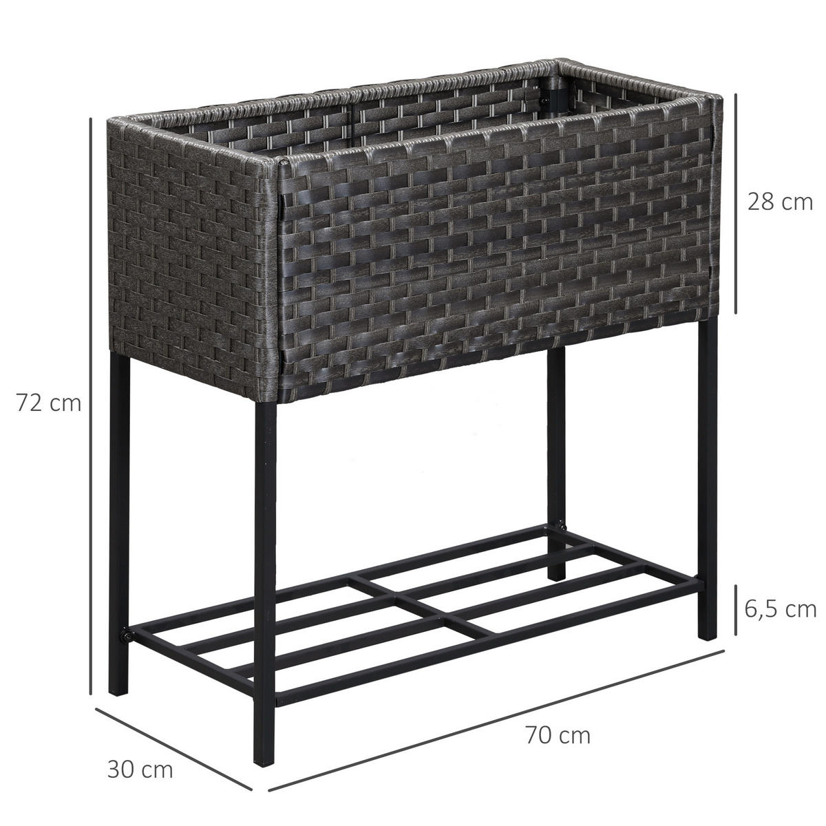 HOCHBEET 70x30x72 cm Rattanoptik braun - Braun, Naturmaterialien (70/70/30cm) - LEBENLANG