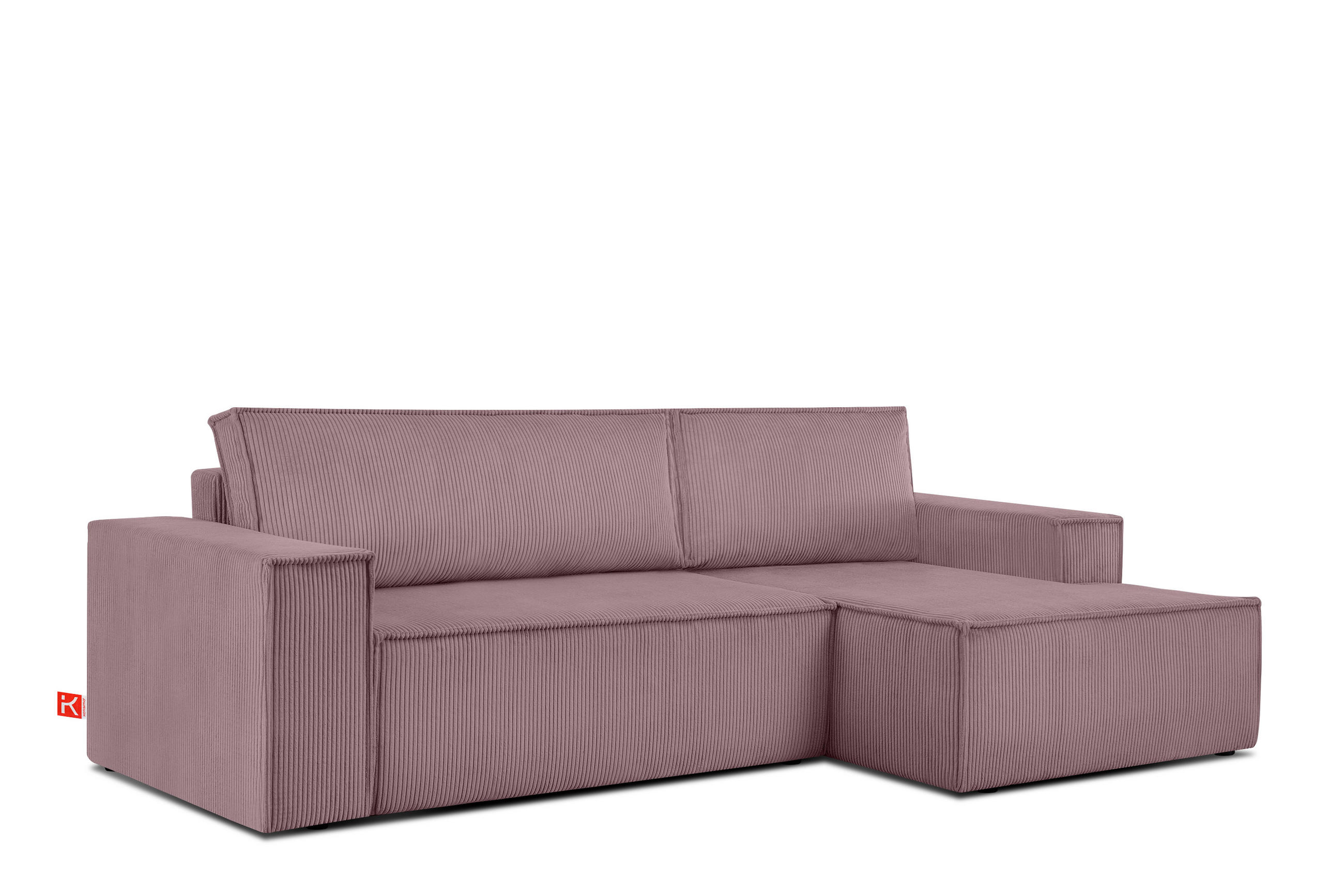 ECKSCHLAFSOFA-RECHTS NAPI in Pet Friendly Cord-Stoff, hellviolett - Violett/Schwarz, Textil (262/148cm) - KONSIMO®
