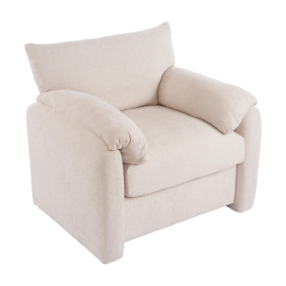EINZELSOFA in Beige Chenille-Stoff - Beige, Kunststoff/Textil (82/84/96cm) - KOMHTOM