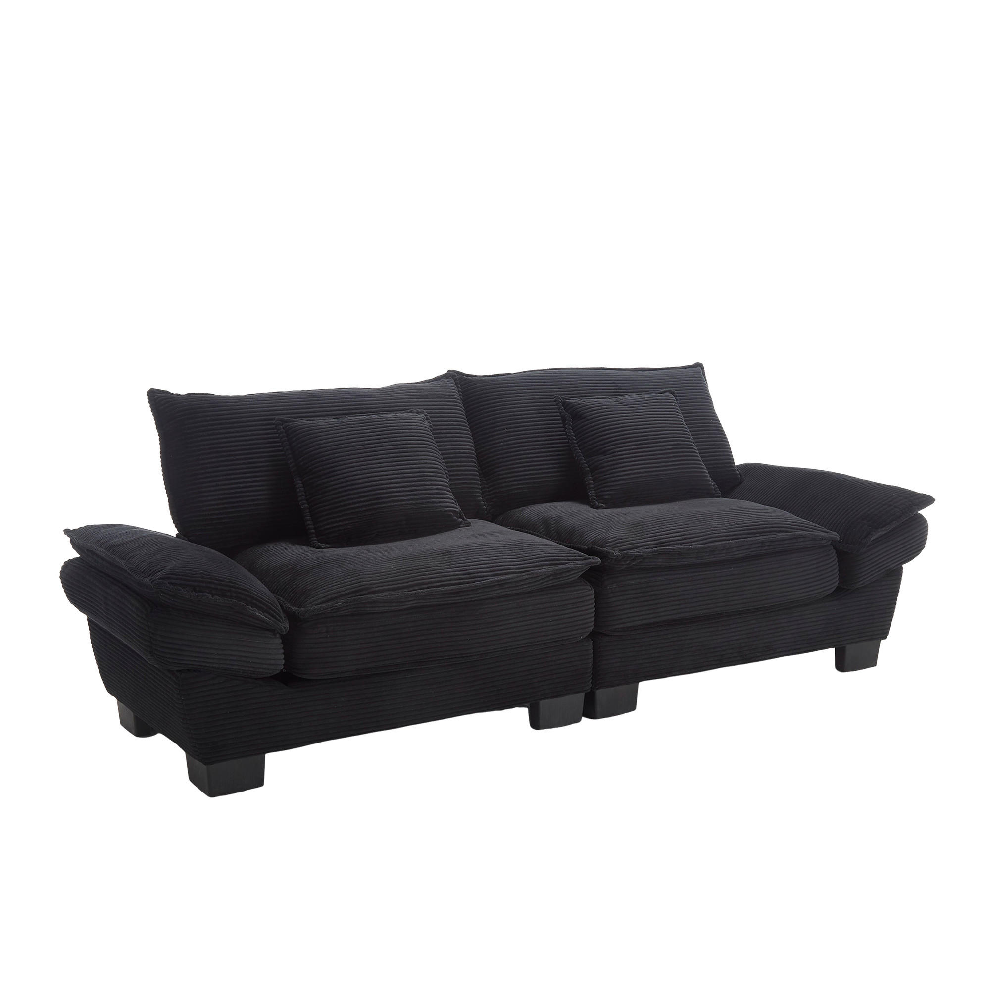 2-SITZER Sofa Samt mit ultratiefem Sitz 224/81/81 cm Schwarz - Schwarz, Textil (81/224/81cm) - Redom