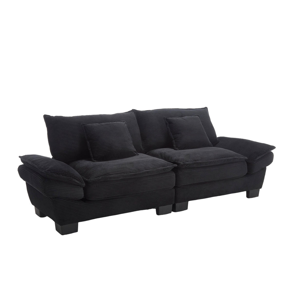 SOFA für 2 Personen mit Velvet-Bezug in Schwarz 224/81/81 cm - Schwarz, Textil (224/81/81cm) - OKWISH