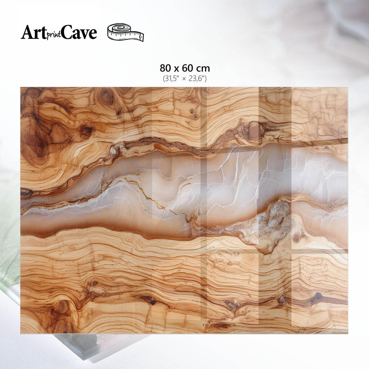 GLASPLATTE 80x60 cm – Holzmuster - Beige, Glas (0.4/80/60cm) - ArtPrintCave