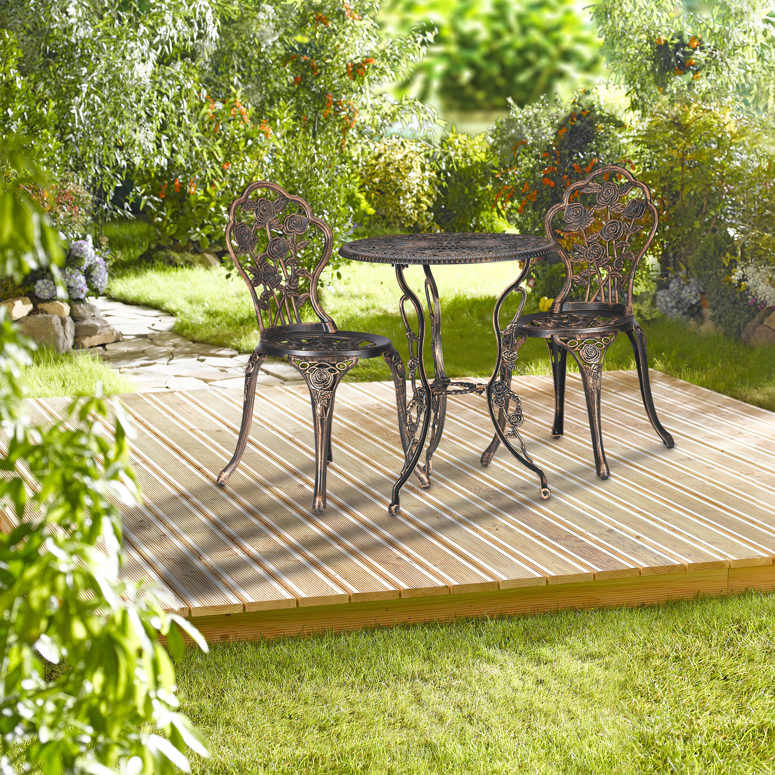 3-TLG.GARTENMÖBEL-SET - Schwarz, Metall - Relaxdays