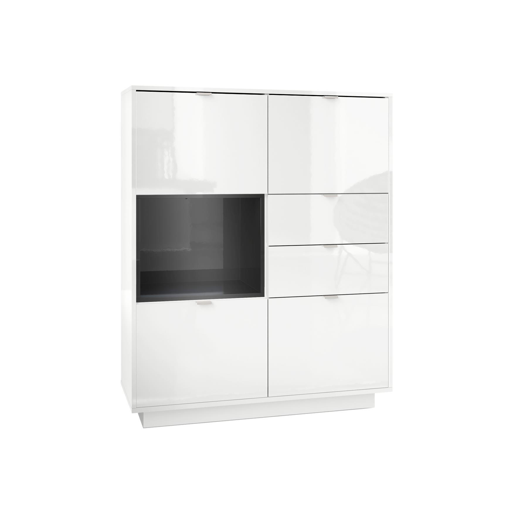 Vladon Highboard Schwarz Hochglanz 103x123x37.5 cm