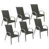 GARTENSTÜHLE Marbella Grau und grau 6er-Set - Grau, Kunststoff (56.5/92.5/76cm) - Happy Garden
