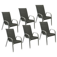 GARTENSTÜHLE Marbella Grau und grau 6er-Set - Grau, Kunststoff (56.5/92.5/76cm) - Happy Garden