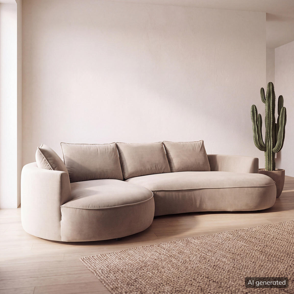 BIGSOFA - Beige, Naturmaterialien/Kunststoff (322/82/154cm) - home24