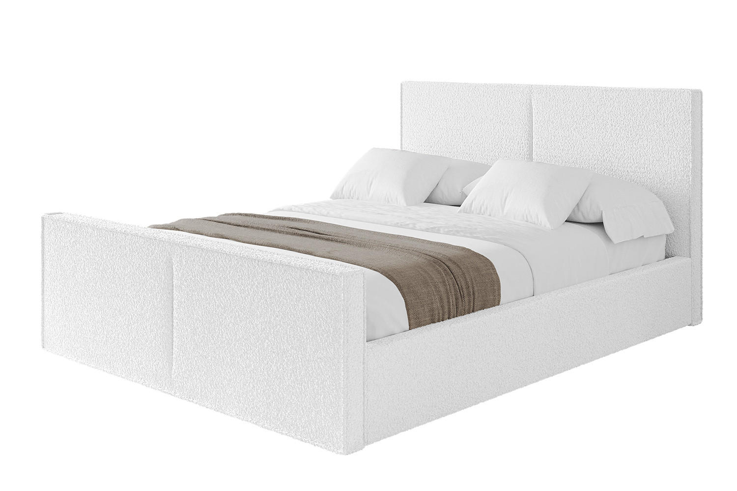 POLSTERBETT mit Bettkasten, Fußteil und Lattenrost, Boxbett ohne Matratze - VANTO-Z 120x200 Weiß - Weiß, Holzwerkstoff/Textil (120/200cm) - ALTDECOR