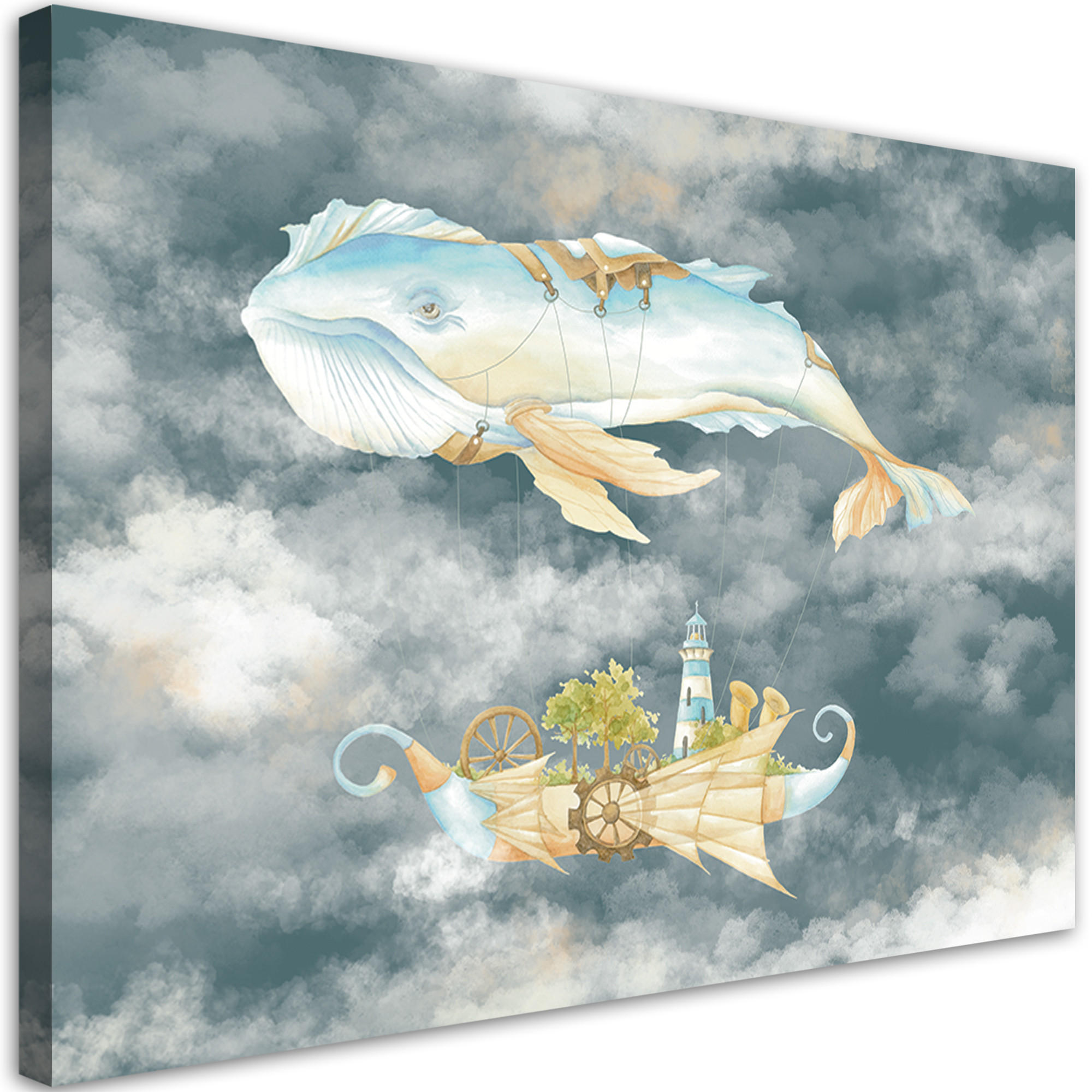 WANDBILD fliegerwal und schiff - Grau, Textil (60/40cm) - Feeby