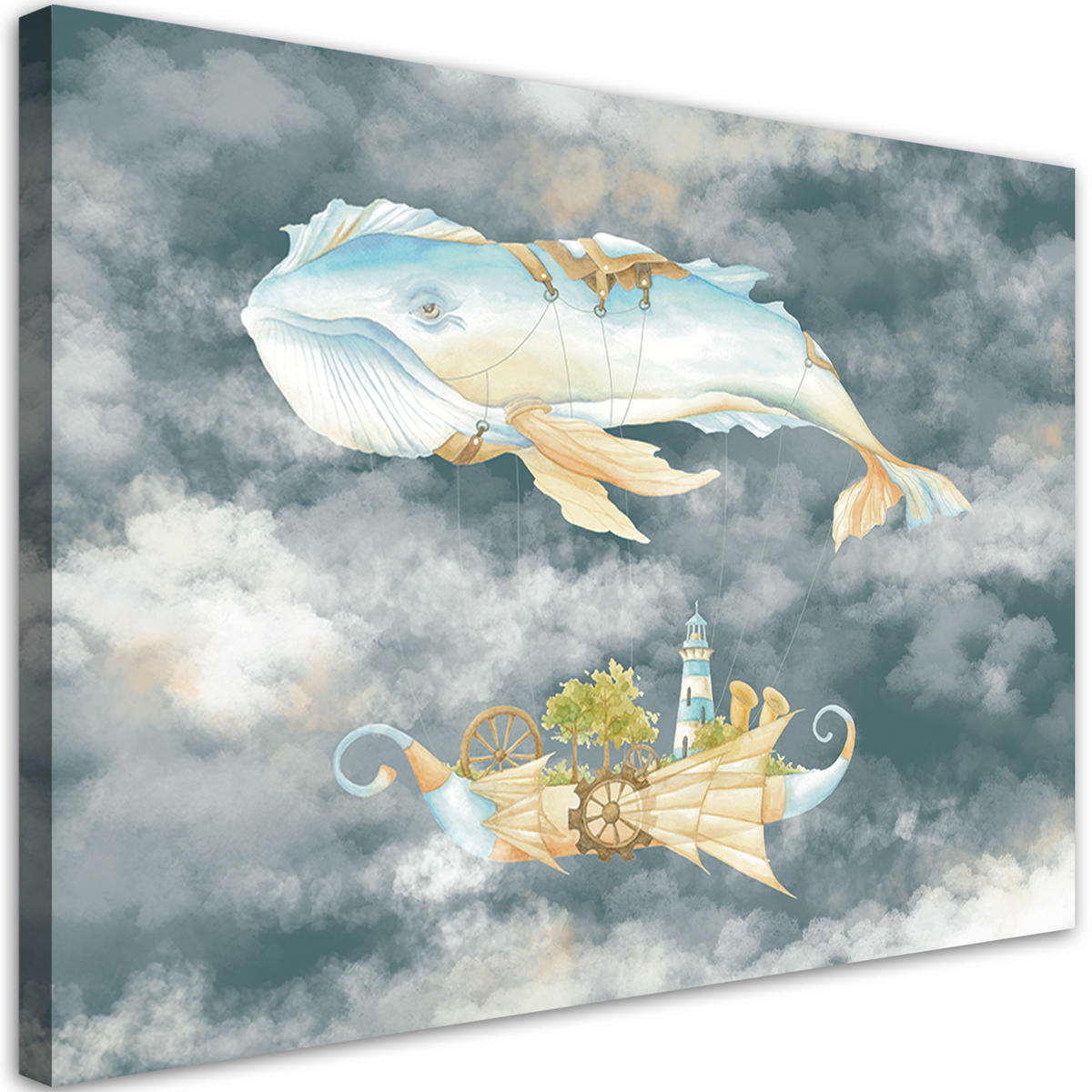 WANDBILD fliegerwal und schiff - Grau, Textil (60/40cm) - Feeby