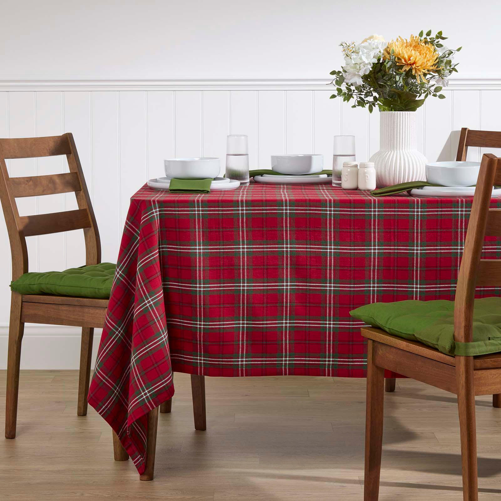 TISCHDECKE Edward rot kariert, 137/178 cm, 100% Baumwolle - Rot, Textil (137/178cm) - Homescapes