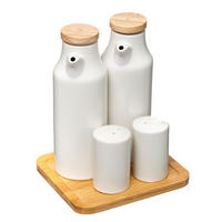 ÖL- UND ESSIG Set 5-tlg., mit Gewürzstreuern, Porzellan, Bambus - Beige, Keramik (8/18/18cm) - 5five Simply Smart