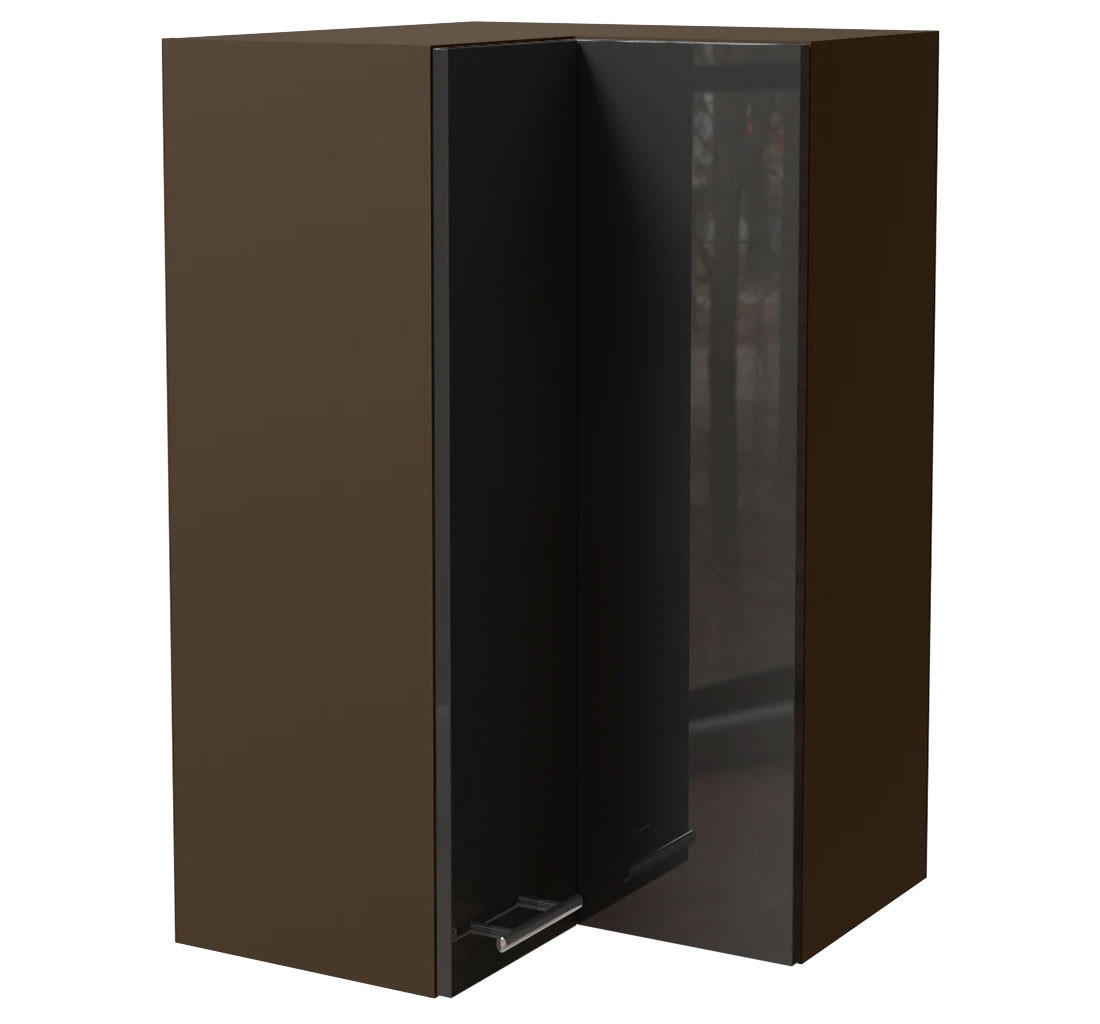 ECKHÄNGESCHRANK Essen W14/60 Graphit Hochglanz / Lava Matt 60 / 60 / 96cm - Dunkelgrau/Graphitfarben, Holz/Holzwerkstoff (60/96/60cm) - Feldmann-Wohnen