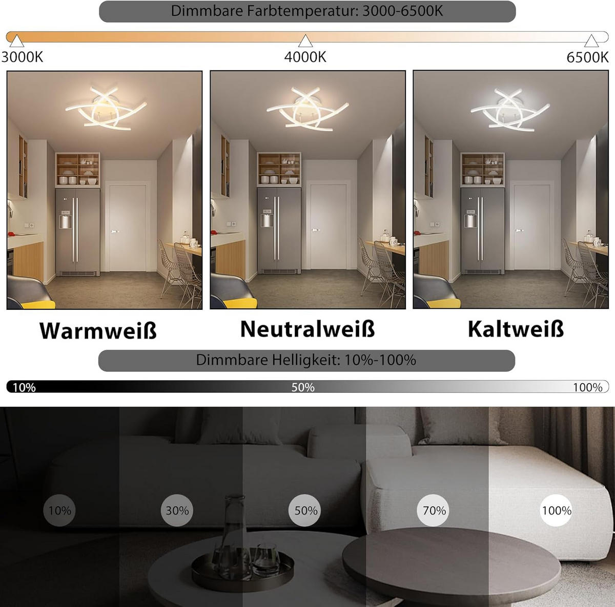 LED-DECKENLEUCHTE Ulmenkarg 52.0/13.0/52.0 cm - Weiß, Metall (52/52/13cm) - ZMH