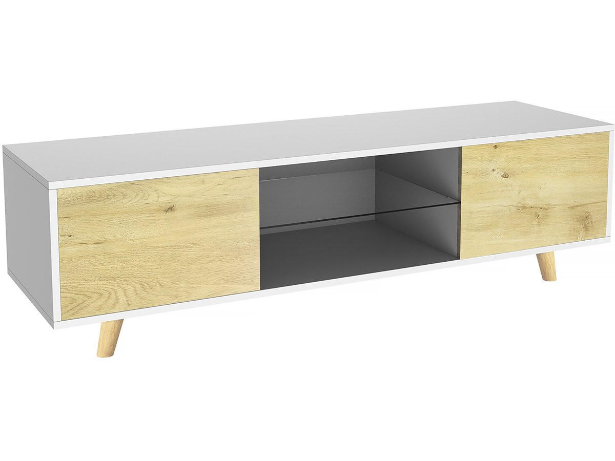 TV-MÖBEL inna Blanc/Chêne - Weiß, Holz (42/45/140cm) - Habitat Garten