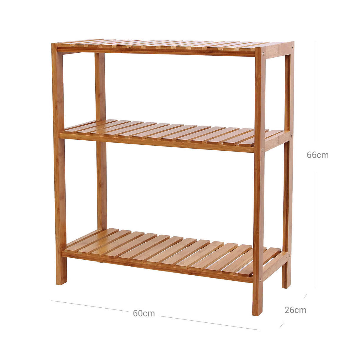 BADEZIMMERREGAL STANDREGAL - Eukalyptusholzfarben, Holz (26/26/60cm) - Hansiro