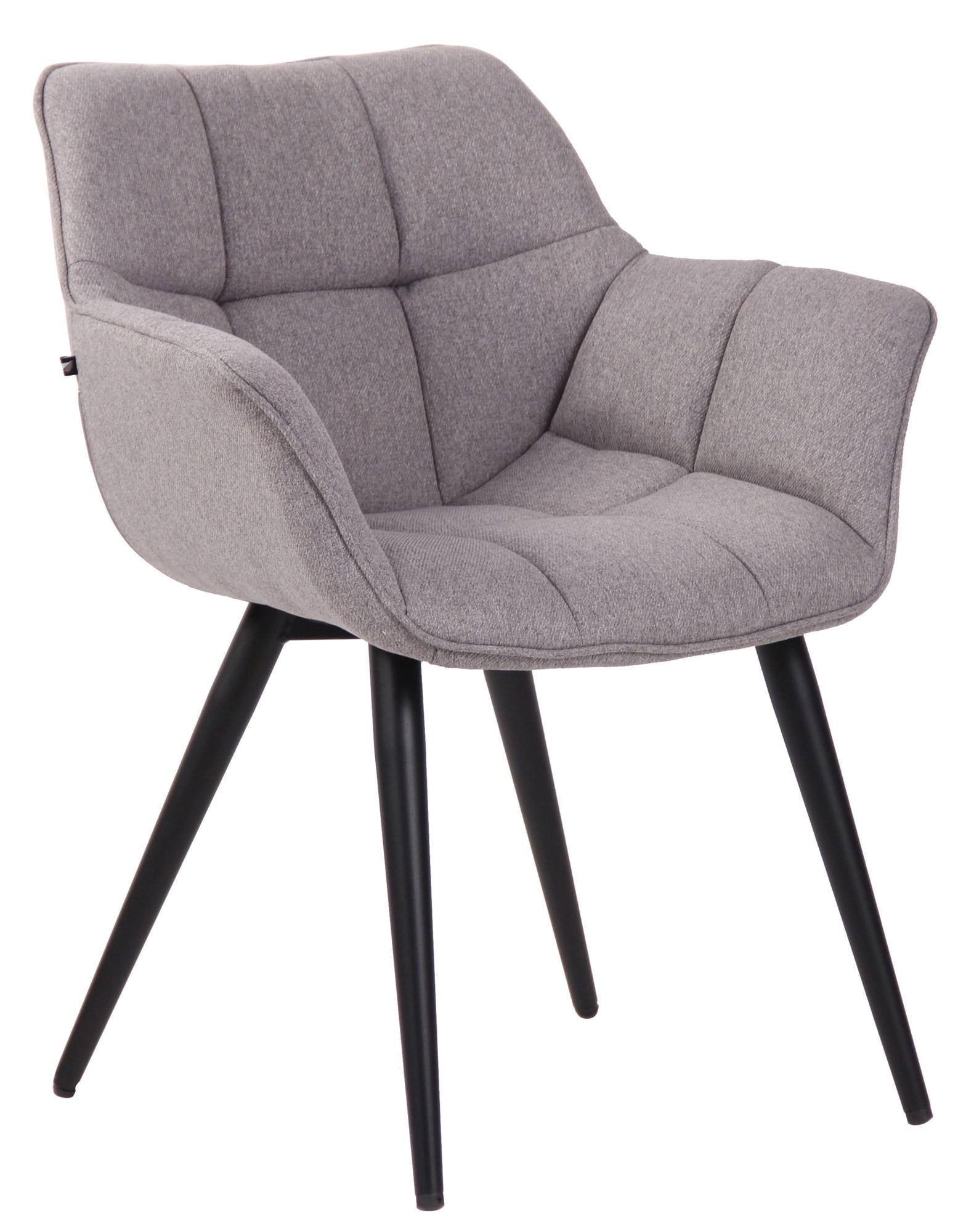 ESSZIMMERSTUHL Rosini Stoff, Gestell Metall matt Schwarz Grau - Schwarz/Grau, Textil/Metall (64/84/60cm) - TPFLiving