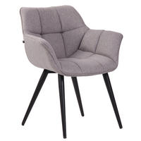 ESSZIMMERSTUHL Rosini Stoff, Gestell Metall matt Schwarz Grau - Schwarz/Grau, Textil/Metall (64/84/60cm) - TPFLiving