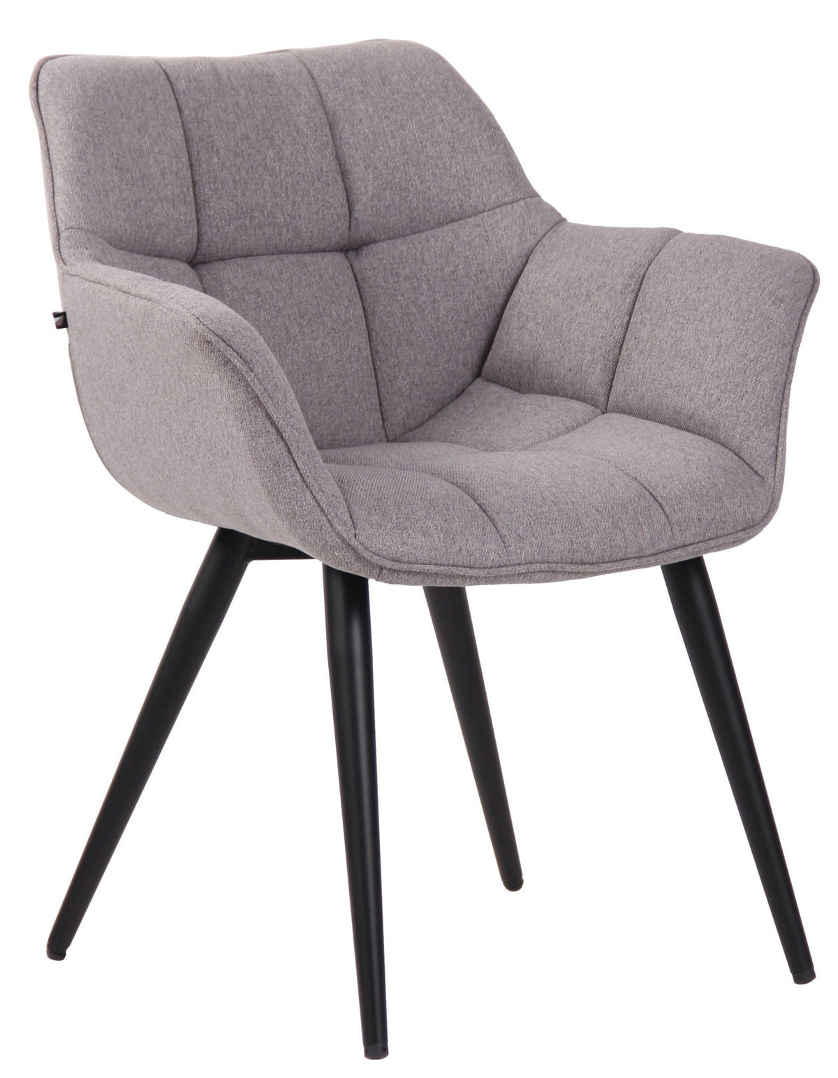 ESSZIMMERSTUHL Rosini Stoff, Gestell Metall matt Schwarz Grau - Schwarz/Grau, Textil/Metall (64/84/60cm) - TPFLiving