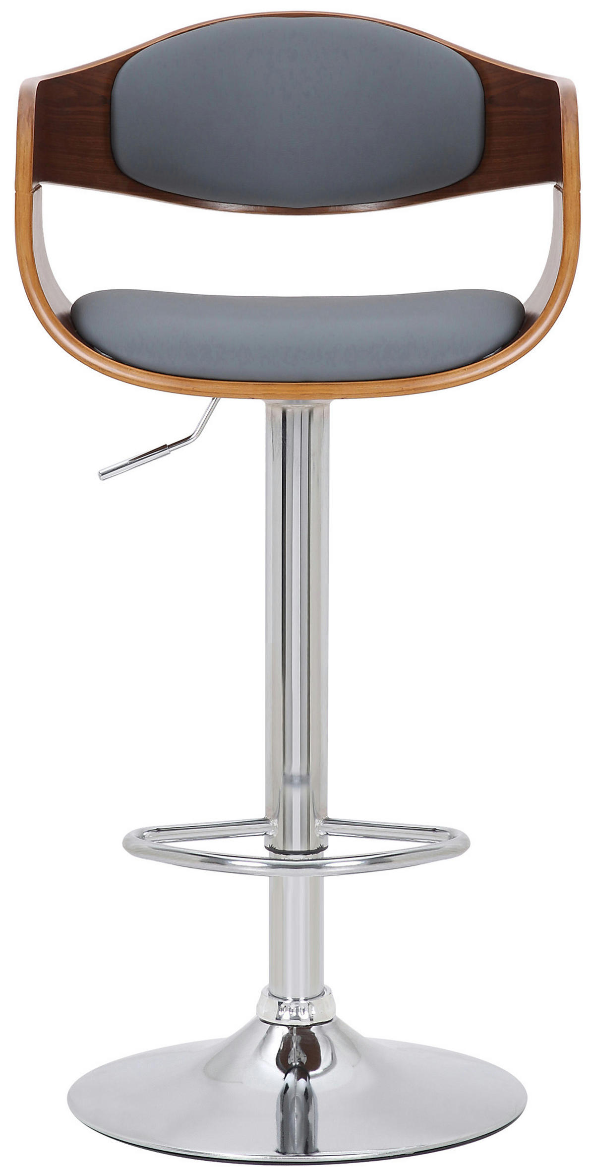 BARHOCKER 2er Set Lederlook walnuss/grau - Chromfarben/Grau, Textil/Metall (50/88/48cm) - CLP
