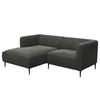 1,5-SITZER ECKSOFA mit Longchair - Schwarz/Grün, Textil/Metall (211/148cm) - home24