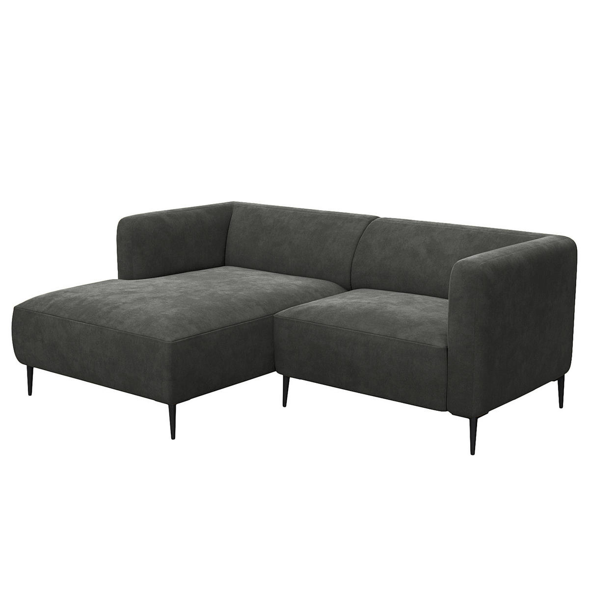 1,5-SITZER ECKSOFA mit Longchair - Schwarz/Grün, Textil/Metall (211/148cm) - home24