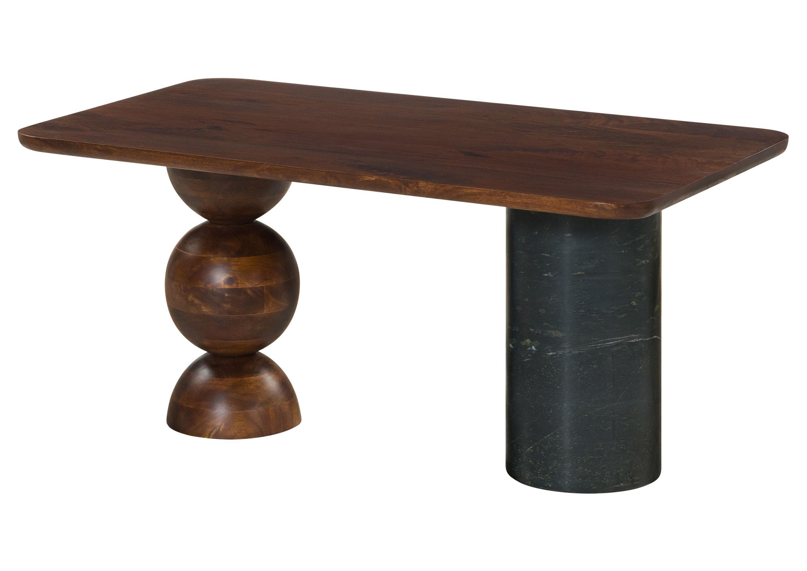 COUCHTISCH Mango 100x60x45 dunkelbraun lackiert / Marmor schwarz FLORENZ #205 - Dunkelbraun, Holz (100/60/45cm) - Massivmoebel24