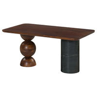 COUCHTISCH Mango 100x60x45 dunkelbraun lackiert / Marmor schwarz FLORENZ #205 - Dunkelbraun, Holz (100/60/45cm) - Massivmoebel24