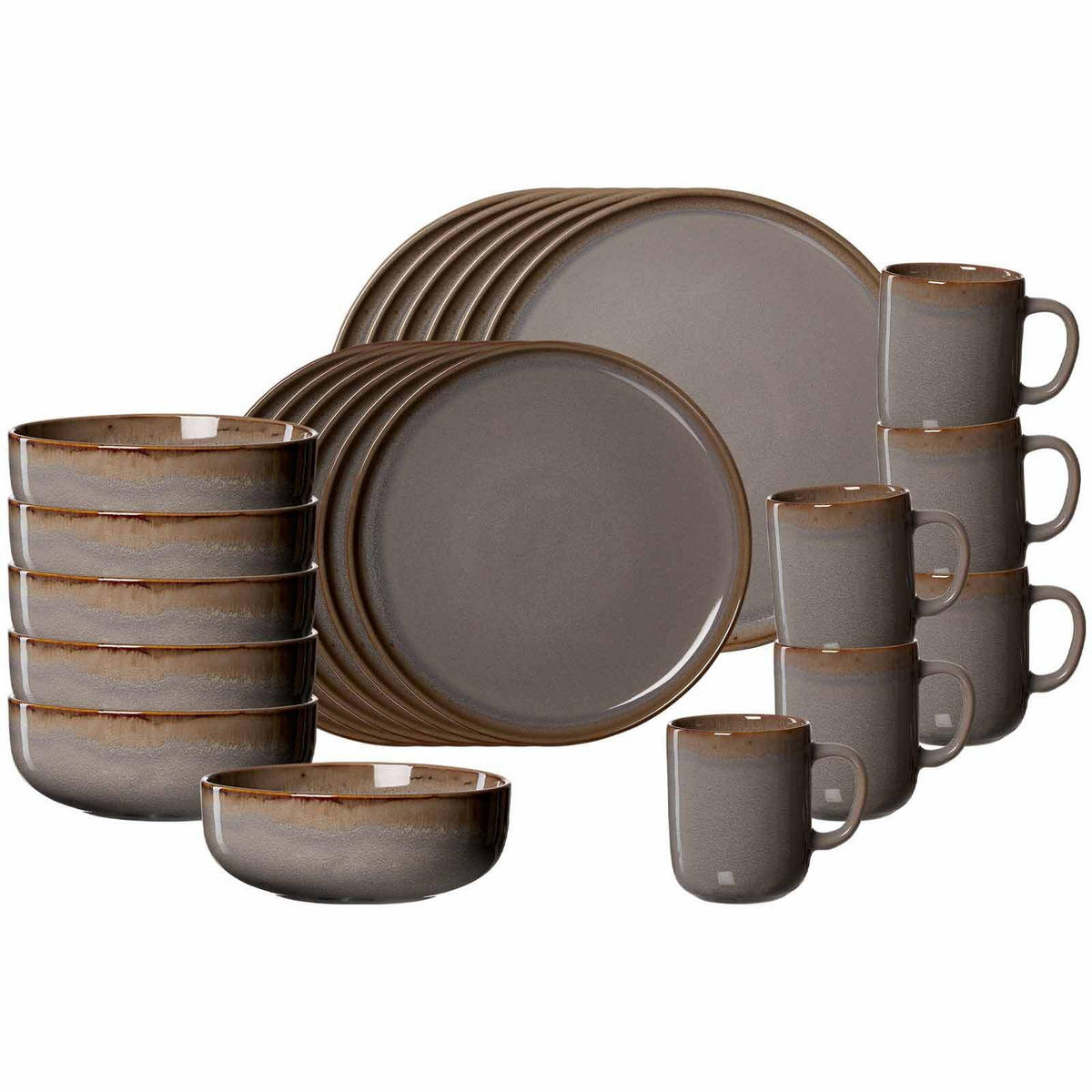 KOMBISERVICE Malaga Grau 24er Set - Grau, Keramik (1/1/1cm) - Ritzenhoff Breker