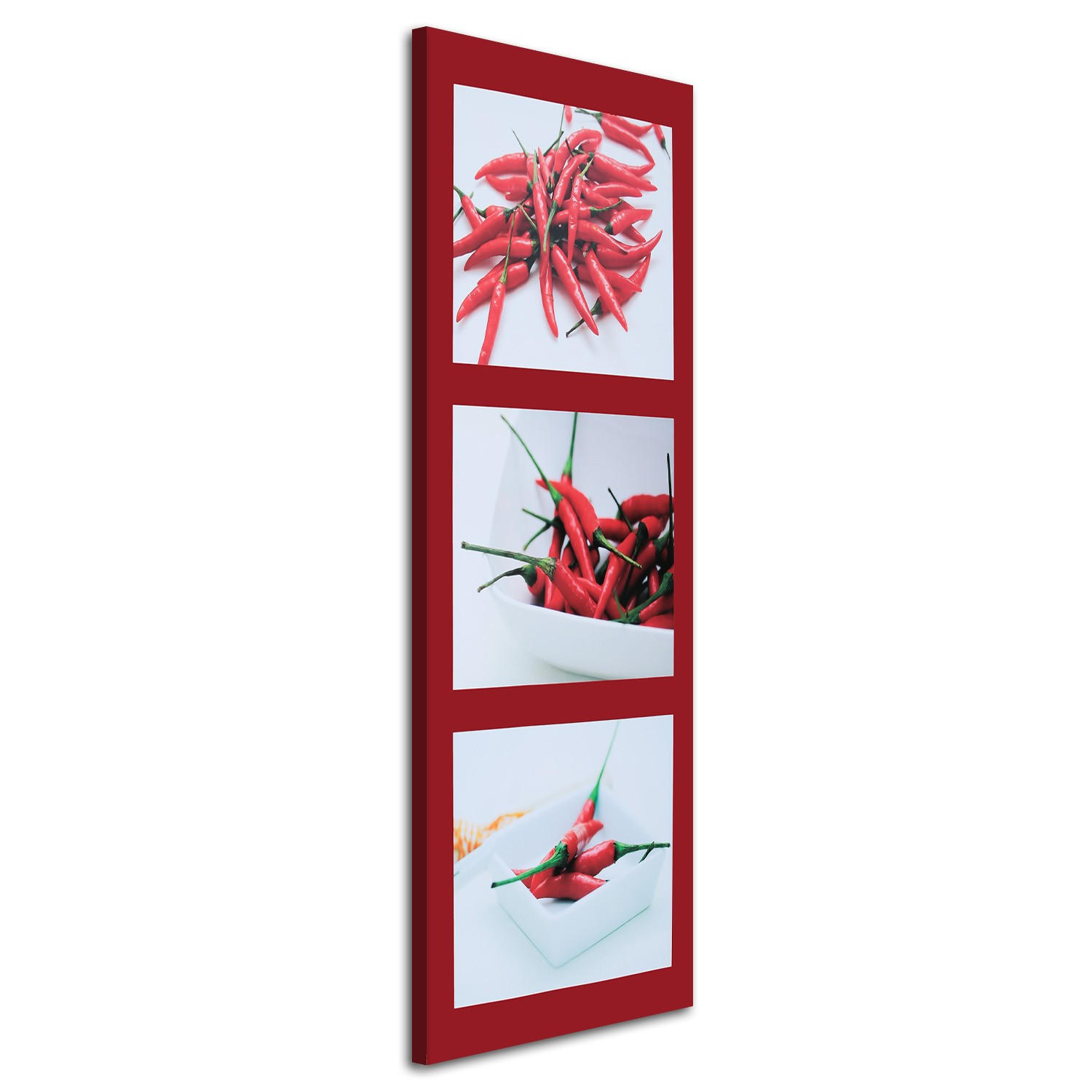 WANDBILD rote chilischoten auf rotem hintergrund - Rot, Textil (30/90cm) - Feeby