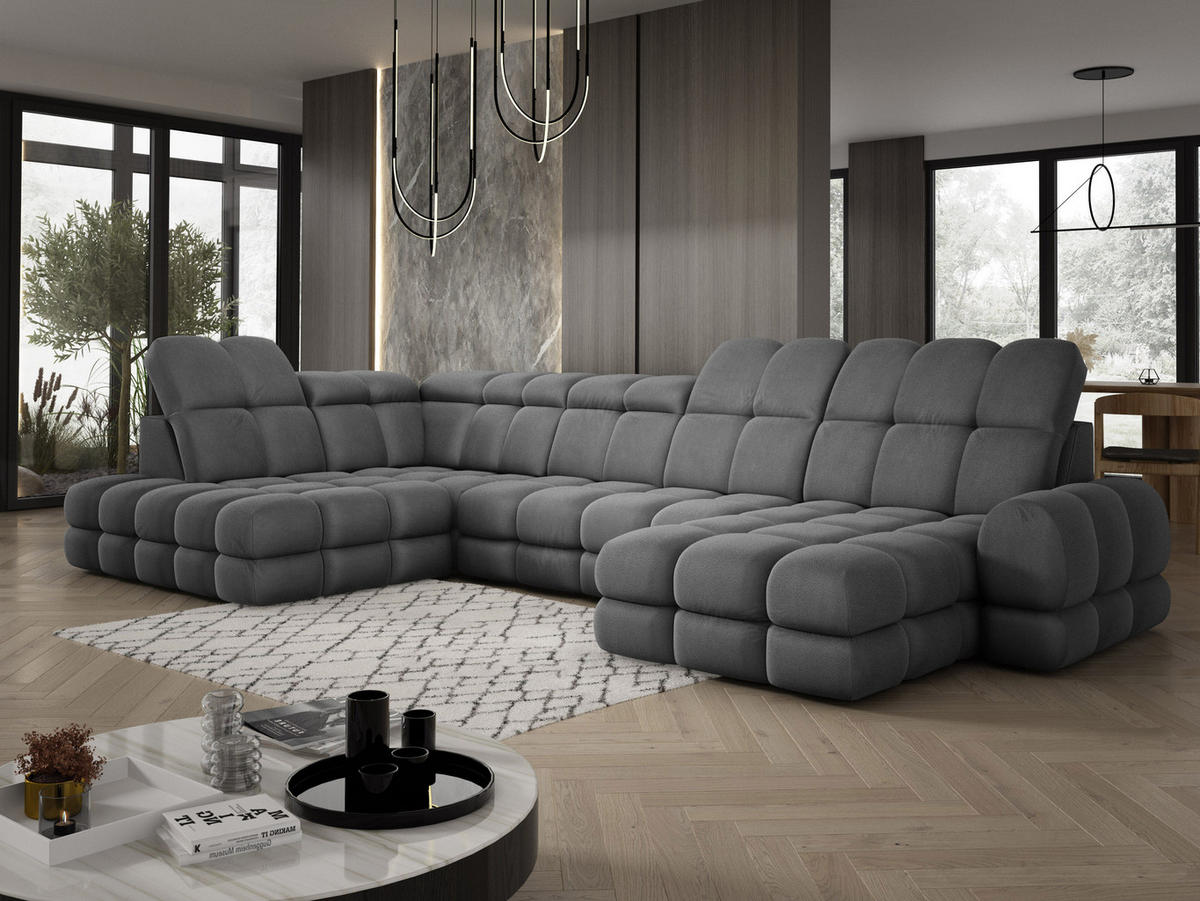 ECKSOFA TOLLO Solar-stoff U-form 400x217x105 cm grau - Dunkelgrau, Holz/Textil (400/217cm) - DomoHome