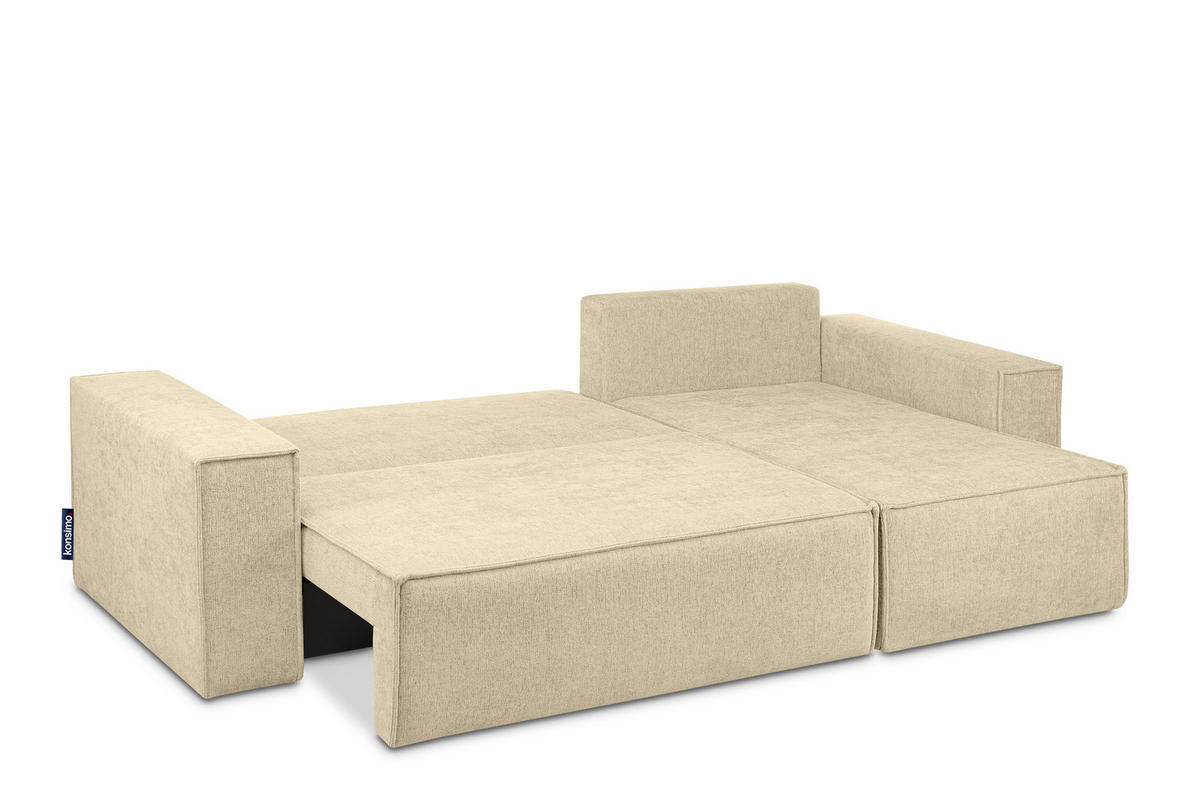 ECKSOFA-LINKS/RECHTS NAPI II mit Schlaffunktion, dunkel creme - Creme, Textil (262/148cm) - KONSIMO®