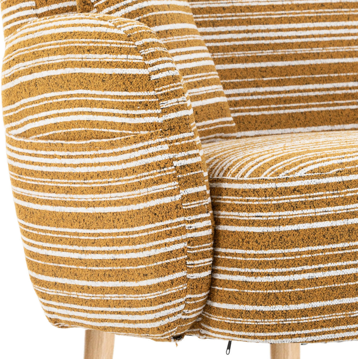 2-SITZER-SOFA aus Bouclé 121x81,5x87 cm in Senfgelb mit Seitentaschen - Gelb, Textil (81.5/87/121cm) - Modfu