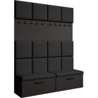 GARDEROBE Margaret I+I 162/203/43 mit gepolsterten Paneelen und Schuhschrank - Schwarz, Holzwerkstoff/Kunststoff (162/203/43cm) - Beautysofa