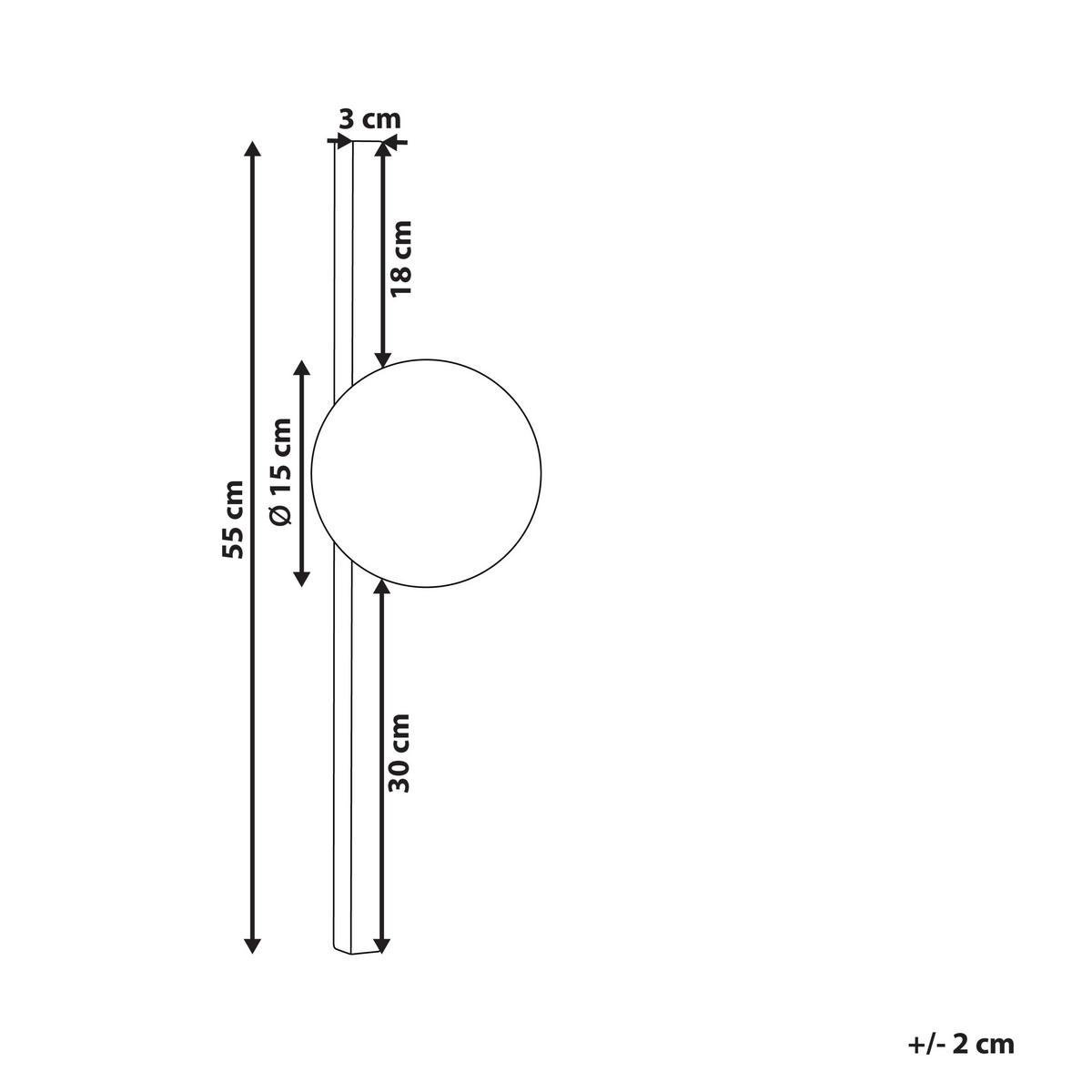 WANDLEUCHTE Isabella 17/15/55 cm - Schwarz, Glas (15/55/17cm) - Beliani
