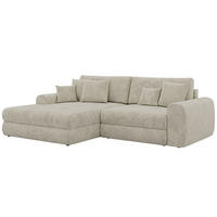 ROHOVÁ SEDAČKA ARELIA L - Krémová Hrubě tkaná žinylka - Pravá - černá/krémová, textil/plast (205/292cm) - MKS