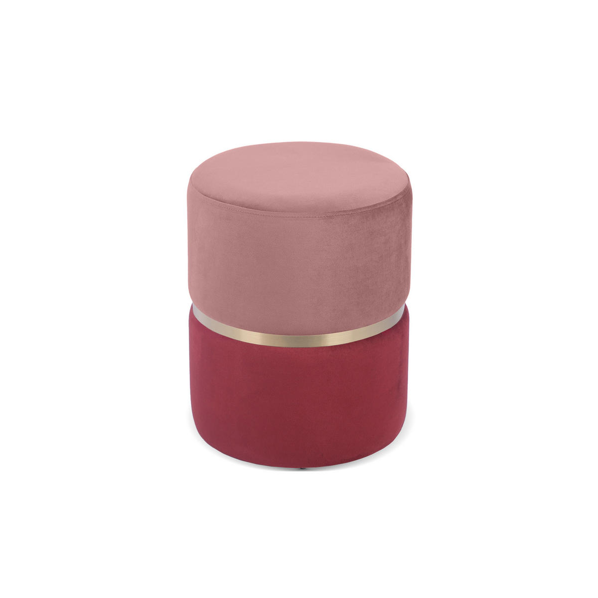 POUF Louise aus himbeerrosa Samt und goldfarbenem Metall - Pink, Holzwerkstoff/Textil (35/44/35cm) - Sicaan