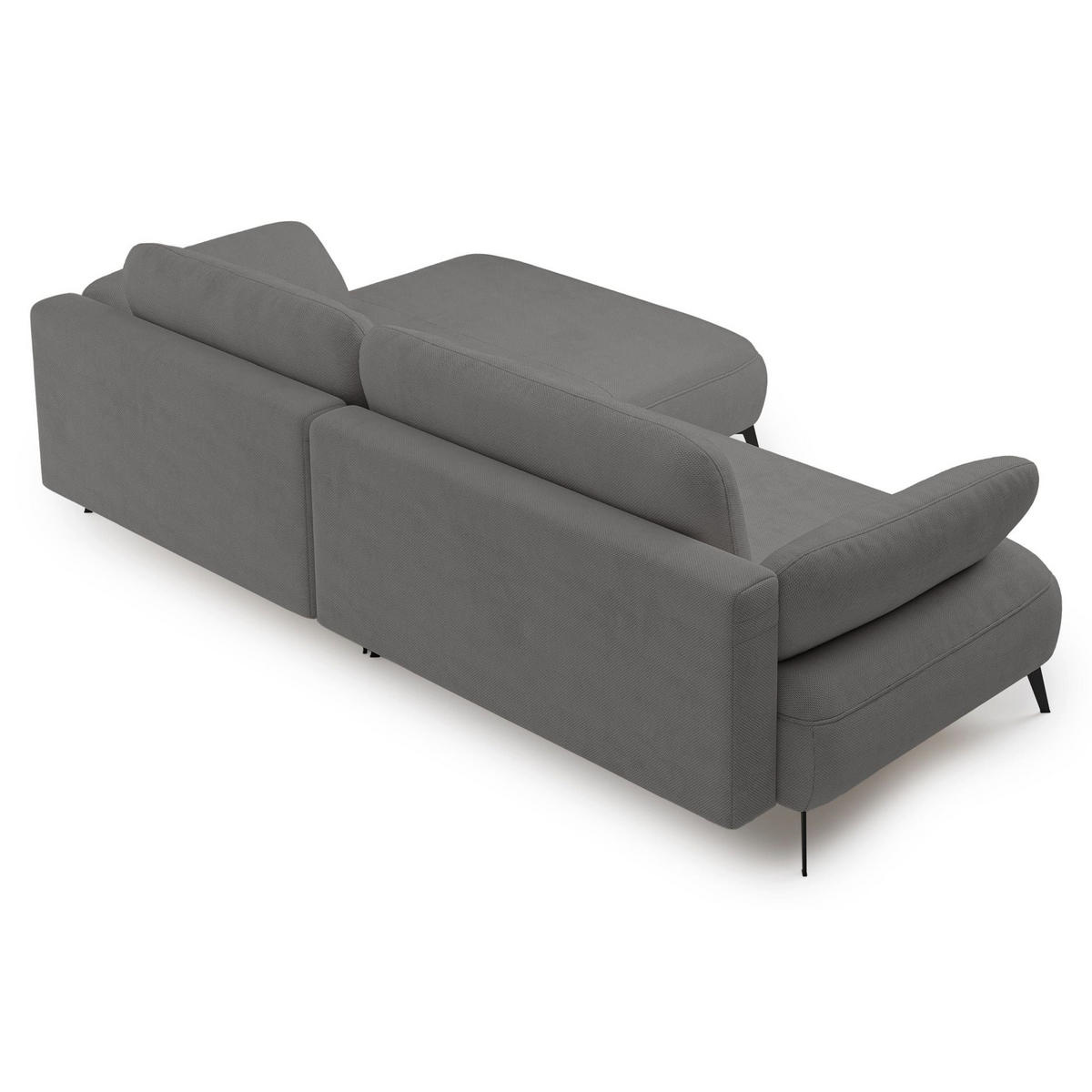 ECKSOFA Avolla Grau rechts - Schwarz/Grau, Textil/Metall (186/284cm) - Selsey