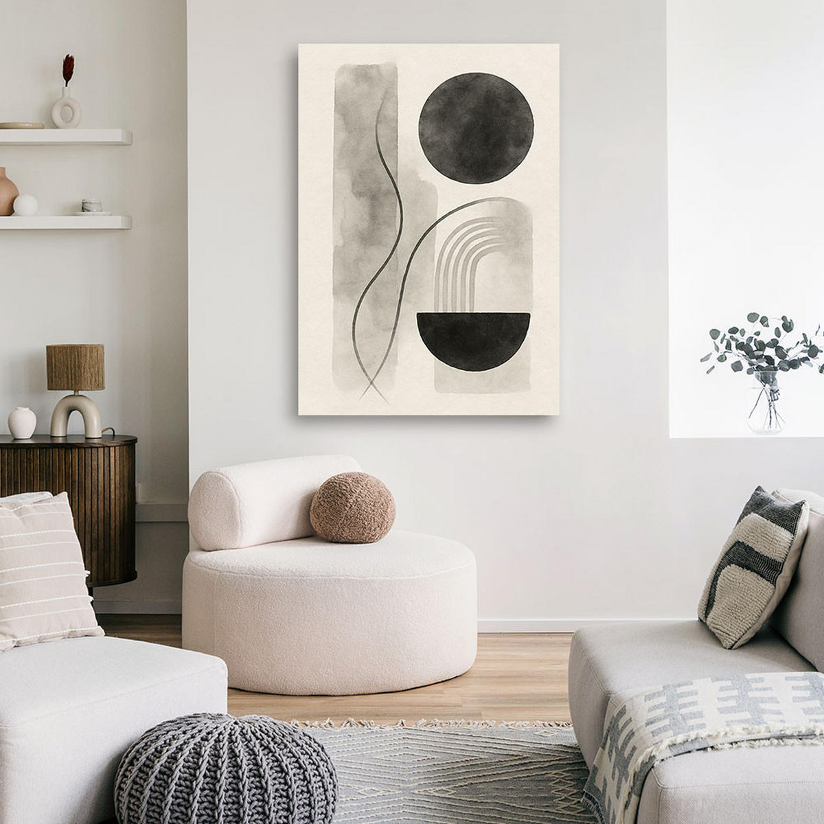 LEINWANDBILD Abstraktion 60x90cm - Grau, Textil (60/90cm) - Feeby