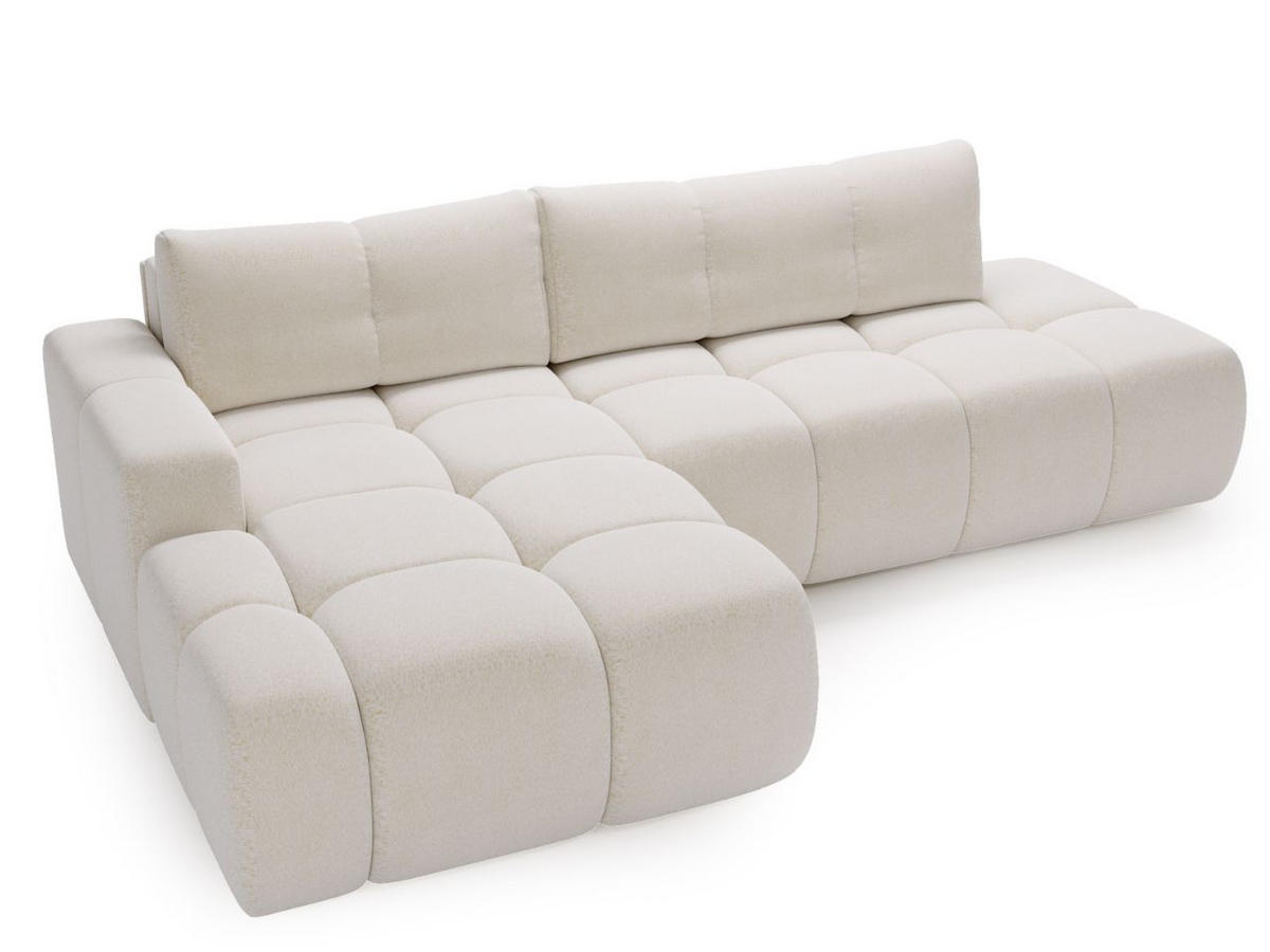 ECKSOFA Montero Bouclé-Stoff Weiß Links - Weiß, Holz/Textil (280/177cm) - Graingold