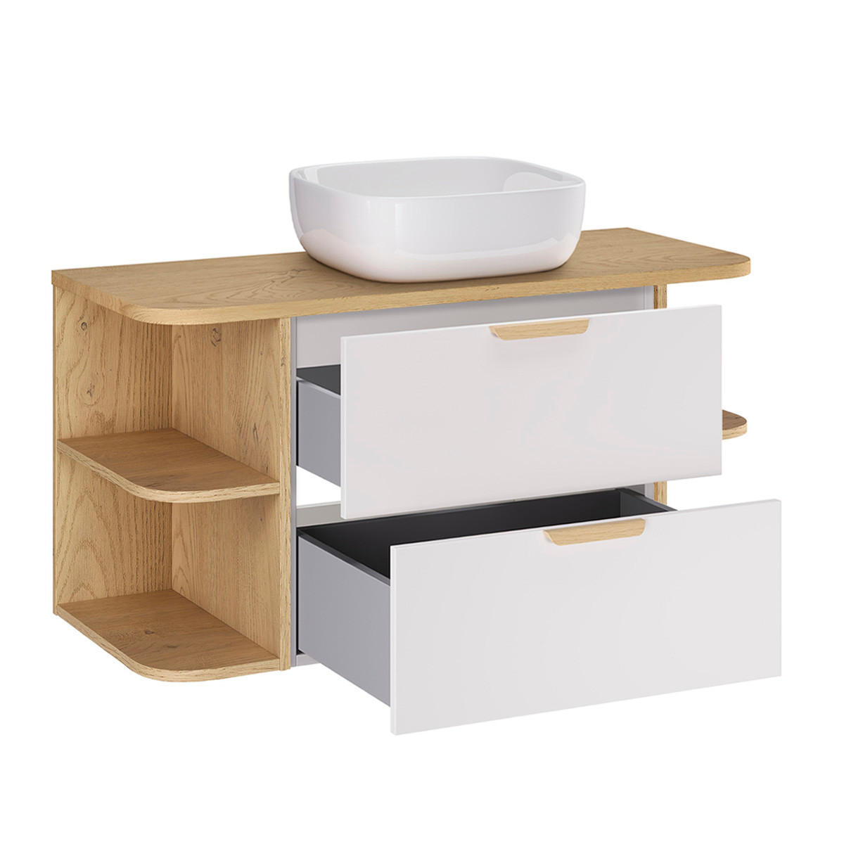 BADMÖBEL 100.4cm Oria 2er-Set Weiß - Weiß, Holzwerkstoff (100.4/50/45.8cm) - Petits-meubles