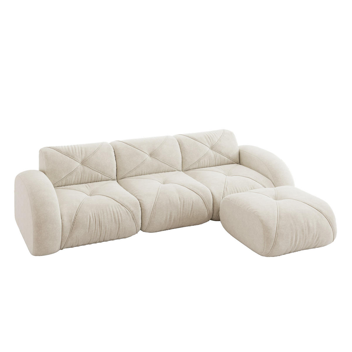 ECKSOFA 281/171/76 cm modular hellbeige aus Chenille mit flexiblem Modulsystem - Beige, Textil (171/281cm) - OKWISH