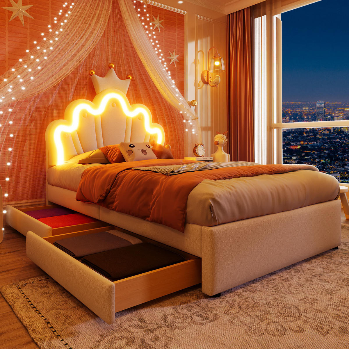 POLSTERBETT 90/200 cm Weiß mit Ambientelicht und verstellbarem Kopfteil - Weiß, Leder (90/200cm) - OKWISH