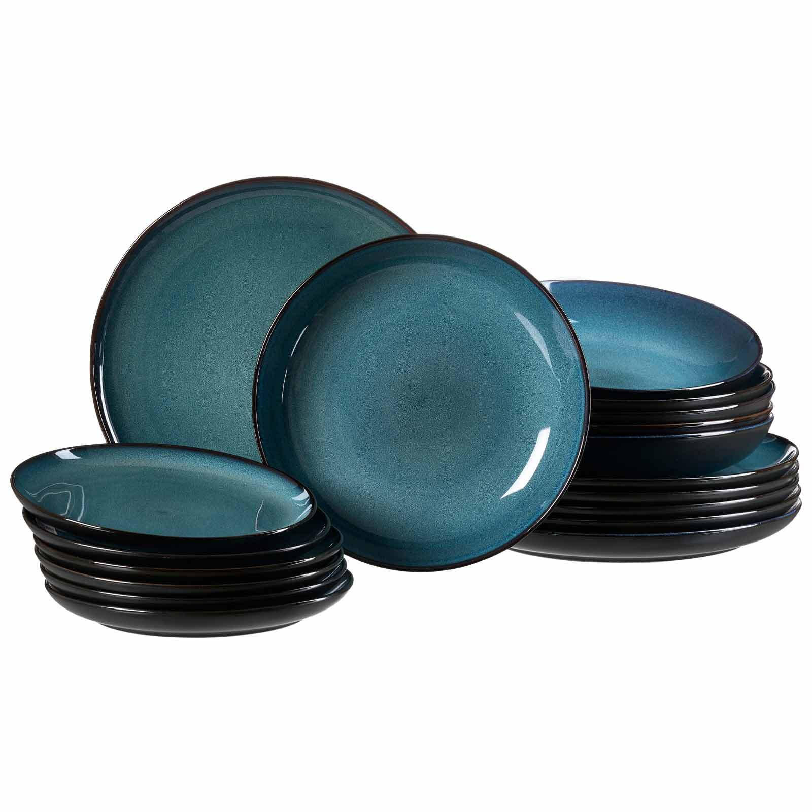 TELLER-SET Bali blau 18er Set - Blau, Keramik (1/1/1cm) - Ritzenhoff Breker