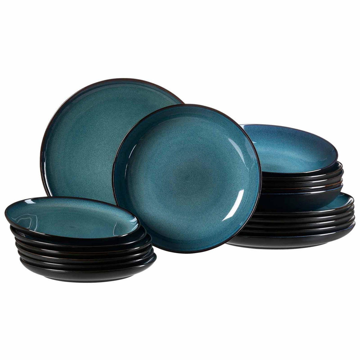 TELLER-SET Bali blau 18er Set - Blau, Keramik (1/1/1cm) - Ritzenhoff Breker