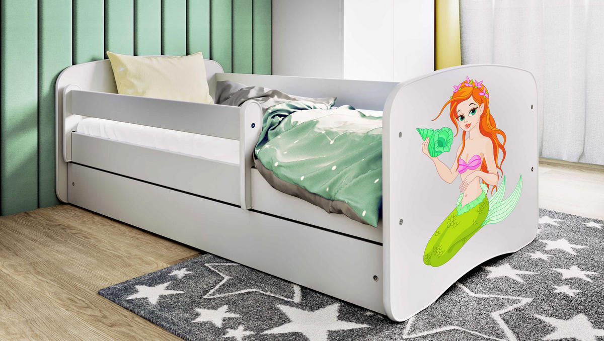 KINDERBETT Meerjungfrau mit Schublade und Matratze 180/80 - Weiß, Holzwerkstoff (80/180cm) - RAUMHIRSCH FURNITURE