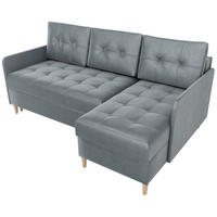 ECKSOFA Fado mit Schlaffunktion Grau Samtstoff - Grau, Textil (210/141cm) - Bromarkt